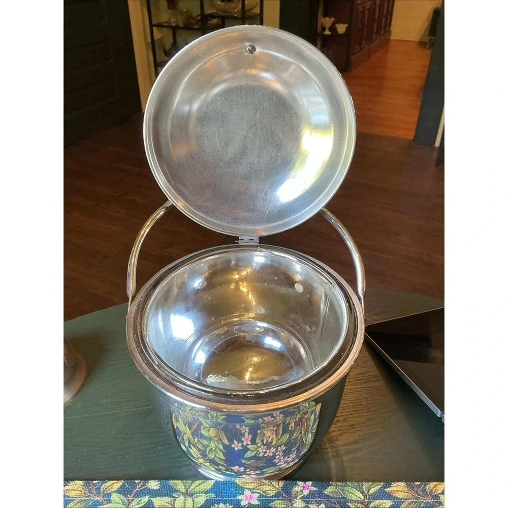 VTG Poole & Co Silver Plated Mid Century Modern Hinged Insulated Ice Bucket